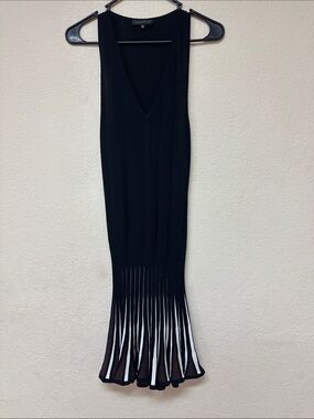 Barbara Bui womans Black Sleeveless Knit Midi Dress with Pleated Hem size M